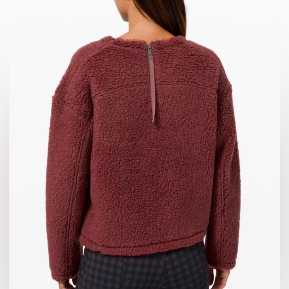 Lululemon Wool Whenever Teddy Crew Sweater Athleisure Savannah Cranberry Red - Picture 2 of 8
